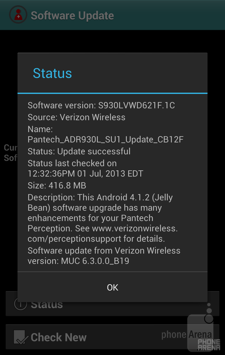Android 4.1.2 update for Pantech Perception is now live - Pantech Perception for Verizon is updated to Android 4.1.2