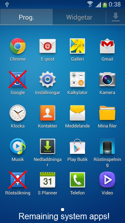 Apps left after TrulyClean script has been applied - TrulyClean is a Samsung Galaxy S4 bloatware cleaning script