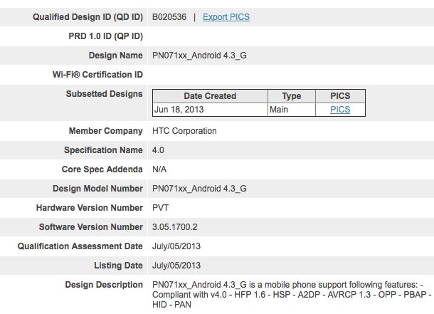 The Google Edition of the HTC One was spotted at the Bluetooth SIG wearing Android 4.3 - &quot;Google Edition&quot; of HTC One, running Android 4.3., visits Bluetooth SIG