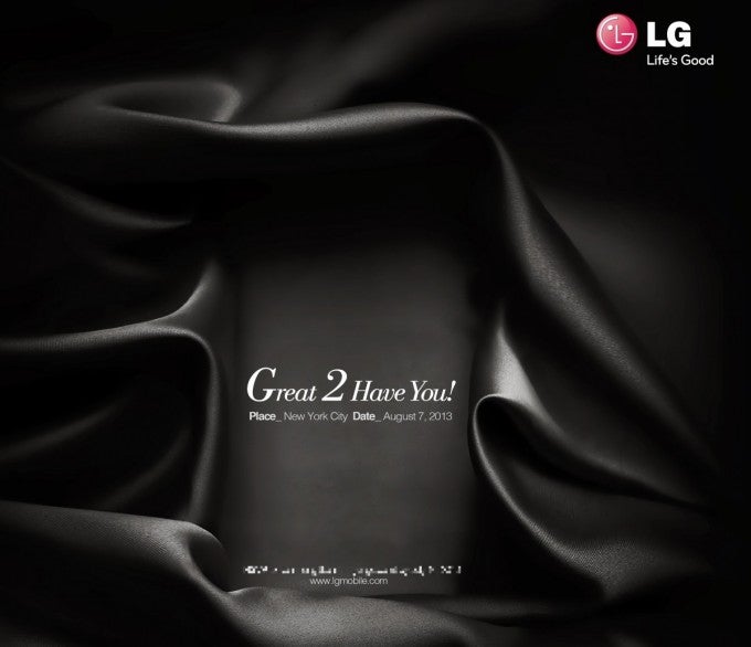 LG's invitation for the August 7th introduction of the LG G2 - LG to hold NYC event for LG G2 on August 7th