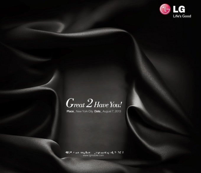 LG&#039;s invitation for the August 7th introduction of the LG G2 - LG to hold NYC event for LG G2 on August 7th