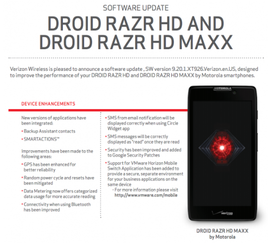 An update is coming to the Motorola DROID RAZR HD and Motorola DROID RAZR MAXX HD - Update coming for Motorola DROID RAZR HD and Motorola DROID RAZR MAXX HD; it's not Android 4.2.2.