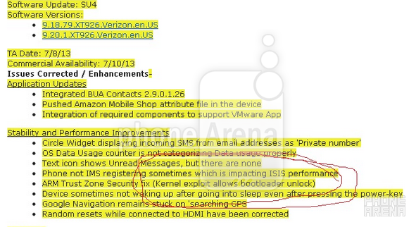 Motorola is closing the Kernel exploit on three DROID RAZR HD models that could unlock the bootloader - Update being pushed to three Motorola DROID RAZR models to close bootloader exploit