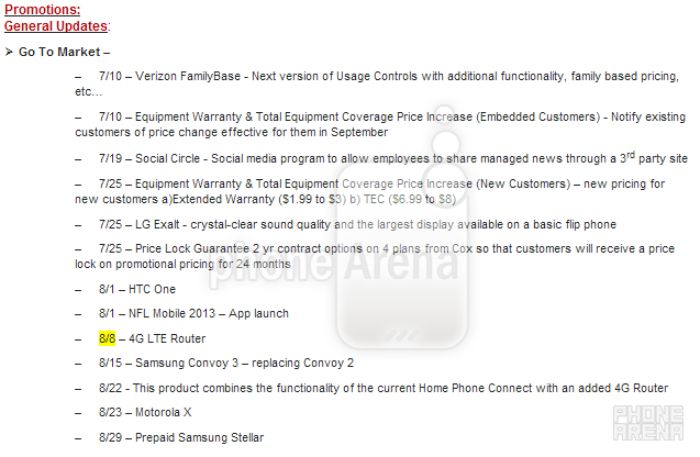 Leaked Verizon road map shows launch dates for the HTC One and Motorola Moto X - Leaked Verizon road map reveals launch dates for HTC One and Motorola Moto X