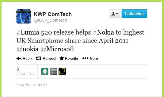 Nokia is on the rise in the U.K. - Nokia Lumia 520 helps the Finnish OEM score a 10% share in the UK