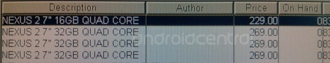 Leaked inventory screen confirms $229 starting price for the next-gen Google Nexus 7 - Leaked screenshot confirms $229 starting price for new Google Nexus 7