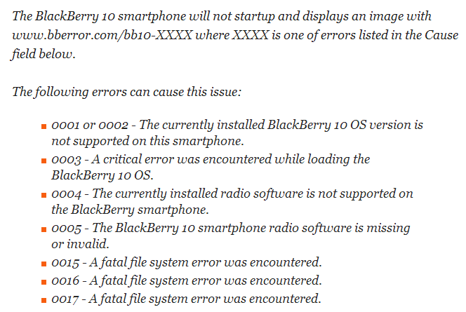 Error messages on BlackBerry 10.2 will help the phone&#039;s owner know precisely what the problem is - BlackBerry 10.2 error messages will be easy to decode