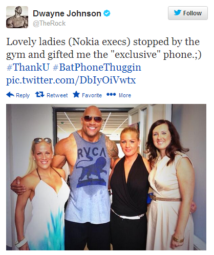 The Nokia Lumia 1020 is presented to The Rock - The Rock gets a free Nokia Lumia 1020 before it launches, directly from Nokia