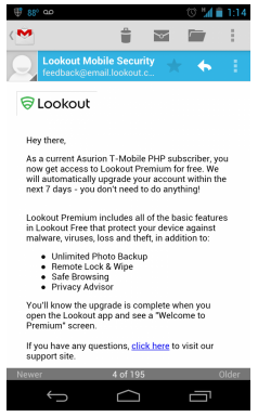 Lookout's premium services will be free to certain T-Mobile subscribers - T-Mobile to give free Lookout premium protection for its JUMP! and Asurion customers