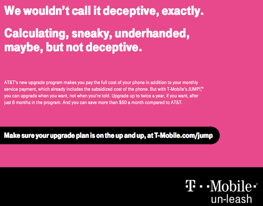 T-Mobile&#039;s full page ad in Tuesday&#039;s USA Today doesn&#039;t mince words - T-Mobile continues to rip AT&amp;T in full page USAToday ad on Tuesday