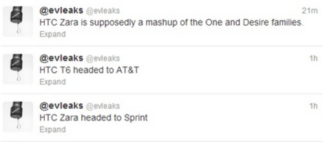 Evleaks tweets out information about the HTC One Max and the HTC Zara - HTC One Max coming to AT&T, HTC Zara to Sprint?