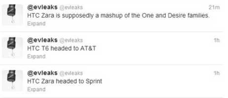 Evleaks tweets out information about the HTC One Max and the HTC Zara - HTC One Max coming to AT&amp;T, HTC Zara to Sprint?