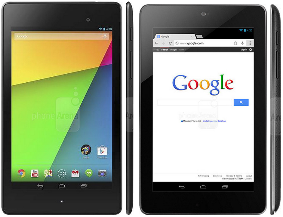 New Google Nexus 7 (left) vs 2012 edition (right) size comparison - Tablets break the 320ppi barrier: new vs old Google Nexus 7 specs and size review