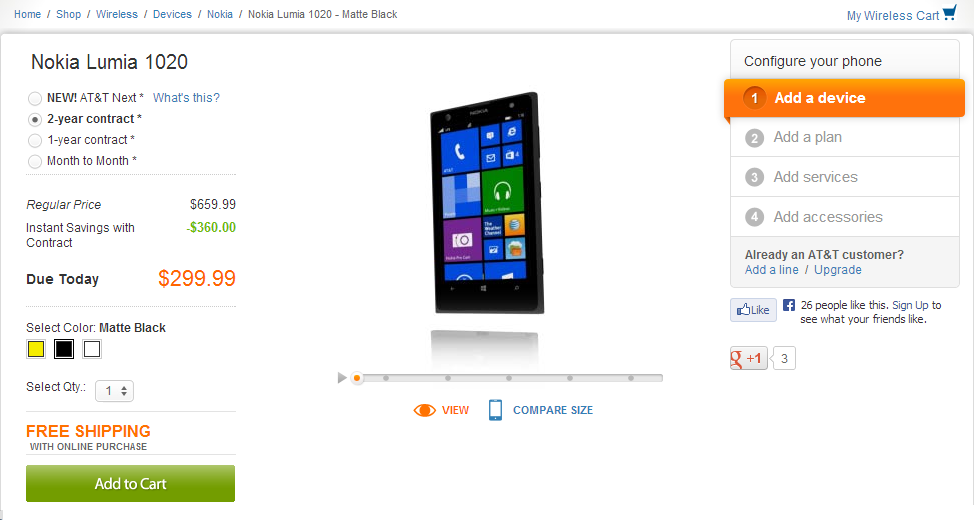 The Nokia Lumia 1020 is now available for purchase online, from AT&amp;amp;T - Nokia Lumia 1020 available now, online, from AT&amp;T