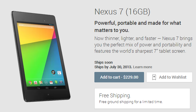 Google is now taking orders for the new Nexus 7 - Google Play Store now taking orders for the new Nexus 7