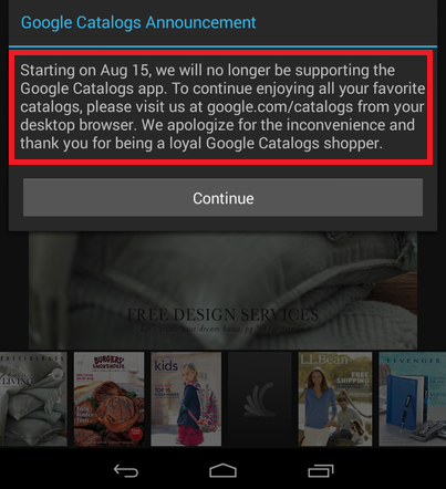 Google is shutting Google Catalogs for iOS and Android on August 15th - Google Catalogs gets put to sleep on August 15th