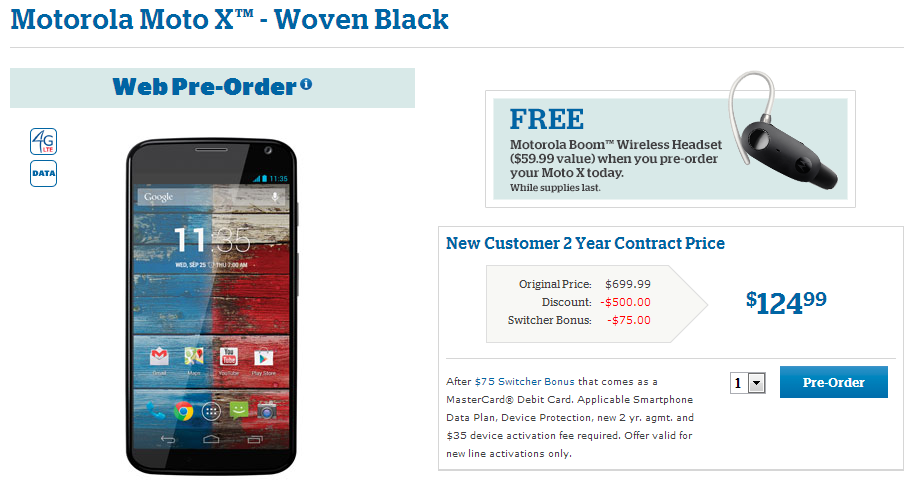 Pre-order the Motorola Moto X from U.S. Cellular - U.S. Cellular now taking pre-orders for the Motorola Moto X with free Motorola Bluetooth headset