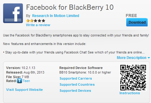 Facebook update for BlackBerry 10 devices running 10.1 or higher - Facebook app for BlackBerry 10 gets update to include Chat, an updated look, and more