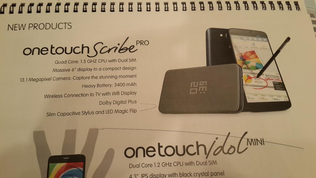 The Alcatel One Touch Scribe Pro - Alcatel One Touch Scribe Pro leaked – 6-inch display, quad-core processor for $300