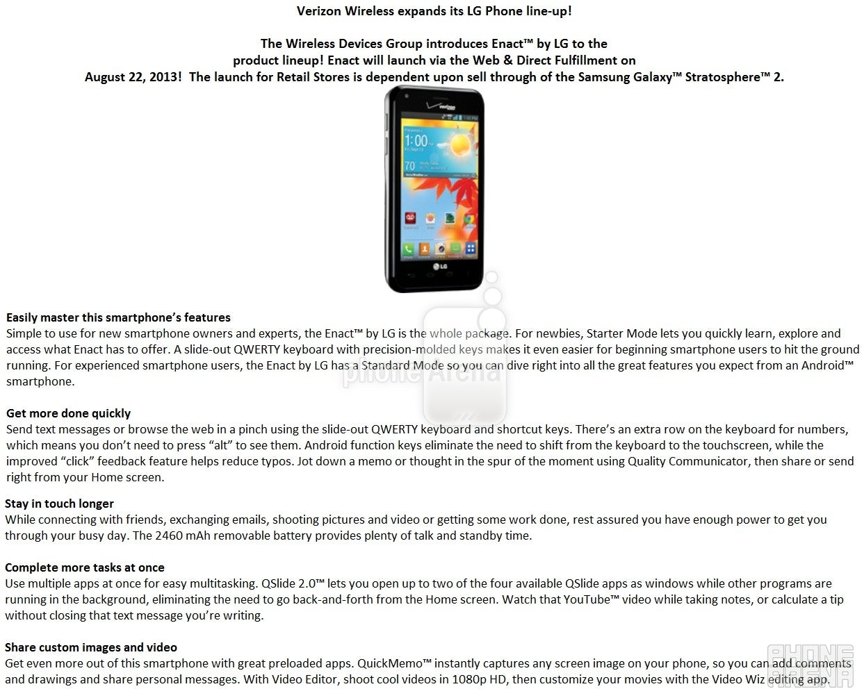 LG Enact and Exalt set to launch August 22nd