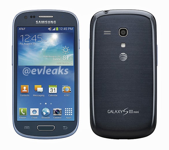 The Samsung Galaxy S III mini for AT&T - Samsung Galaxy S III mini pictured wearing AT&T logo