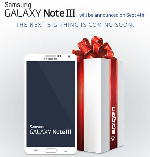 Spigen confirms the September 4th unveiling of the Samsung Galaxy Note III - Spigen website shows Samsung Galaxy Note III render, confirms September 4th unveiling