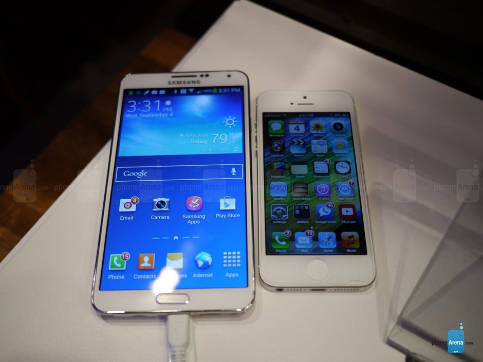 Samsung Galaxy Note 3 Vs Apple Iphone 5 First Look Phonearena