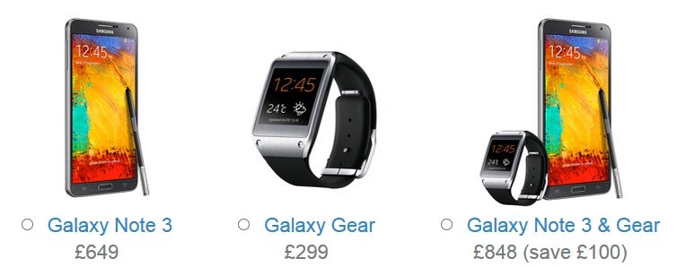 Samsung posts pricing for Galaxy Note 3 and Galaxy Gear in the UK