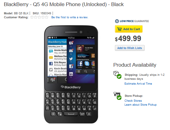 Unlocked BlackBerry Q5 now available online from Best Buy - Unlocked BlackBerry Q5 now available online from Best Buy