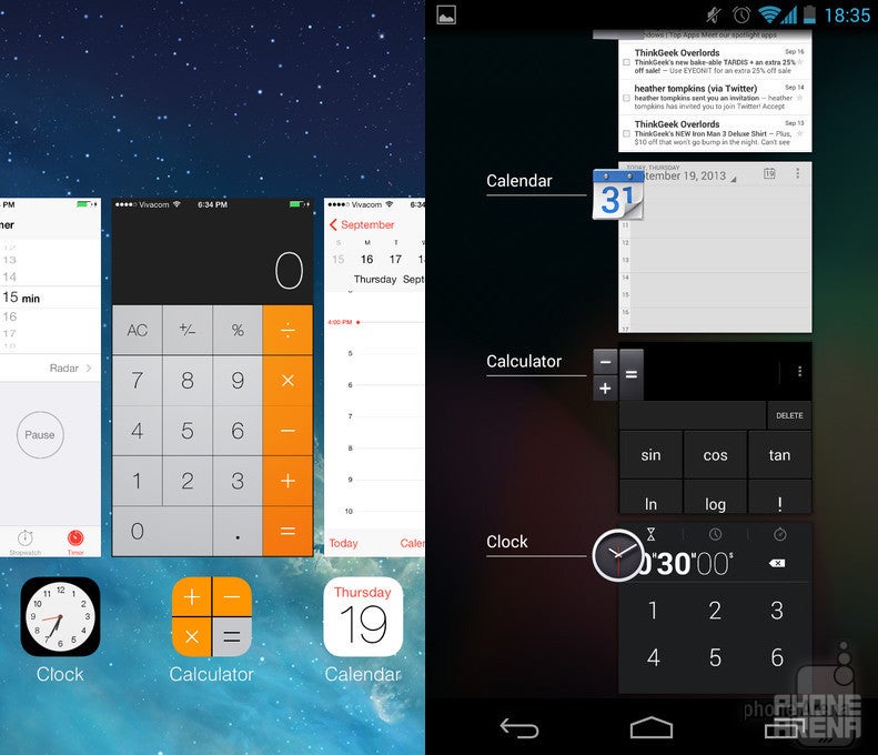 Multitasking on iOS 7 vs Android 4.3 - Clash of the titans: iOS 7 vs Android 4.3 comparison