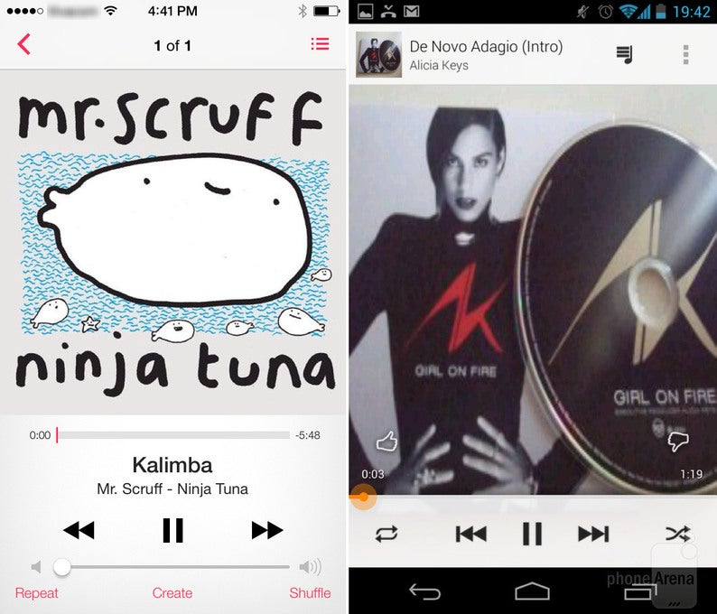 Music player on iOS 7 vs Android 4.3 - Clash of the titans: iOS 7 vs Android 4.3 comparison