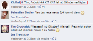 Nestle says Android 4.4 is coming next month - Give us a break: Nestle's Facebook page confirms October Android 4.4 launch