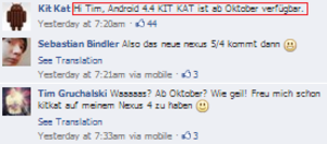 Nestle says Android 4.4 is coming next month - Give us a break: Nestle&#039;s Facebook page confirms October Android 4.4 launch