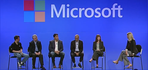 Microsoft&#039;s Terry Myerson (third from left) sees more Windows ARM tablets in Microsoft&#039;s future - Microsoft trying to make Windows RT an OS for a line of Windows powered phablets?