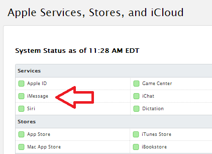 Apple's status board shows no problems with iMessage - Apple to send out iOS update to fix iMessage bug