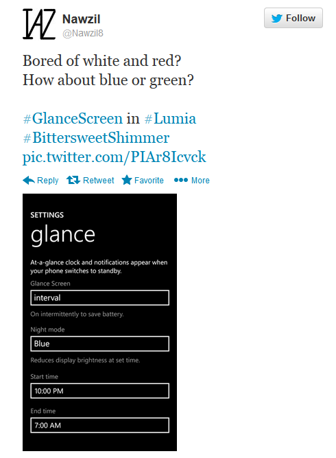 Color options are coming to the Nokia Lumia's glance screen night mode - Bittersweet shimmer brings color options to Nokia Lumia's glance screen