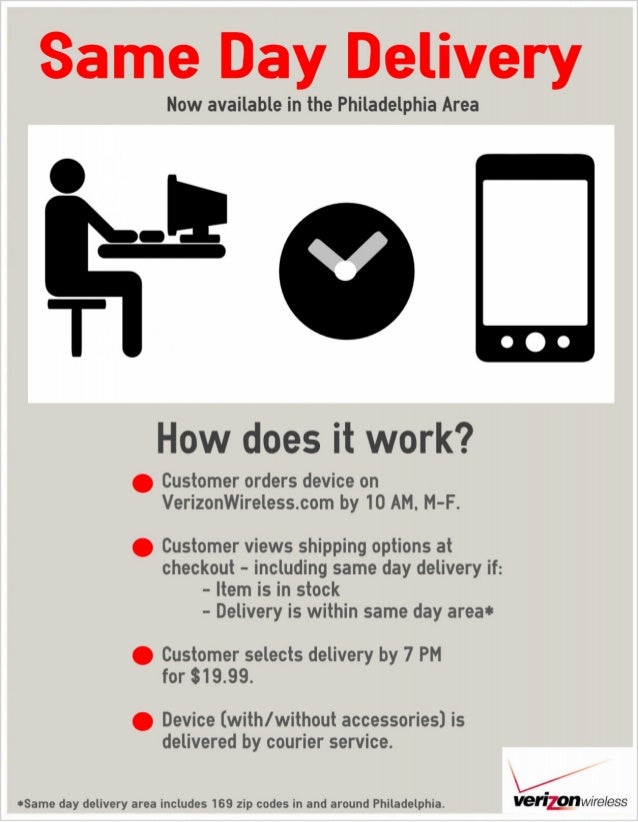 Verizon is testing same day delivery of certain online orders in Philadelphia - Verizon testing same day delivery for online orders