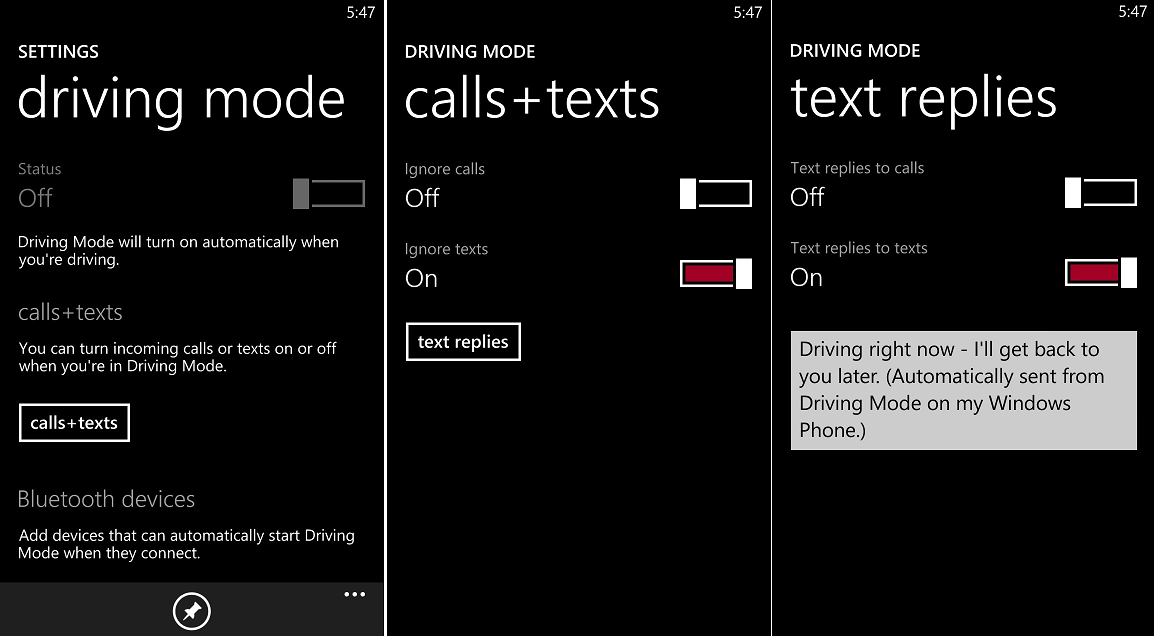 Screenshots from Windows Phone&#039;s Driving Mode  - Windows Phone&#039;s new Driving Mode gets quick mention on NBC&#039;s Today show