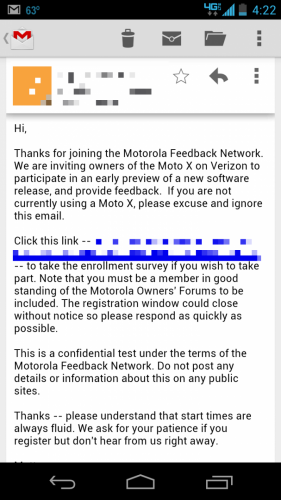 The Motorola Moto X for Verizon is about to go through a soak test - Soak test invites for Verizon's Motorola Moto X are out