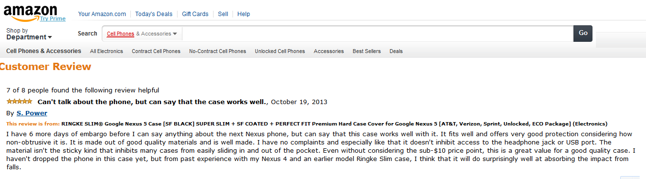 Amazon reviewer says embargo on Google Nexus 5 will end on October 26th - Amazon product reviewer claims Google Nexus 5 embargo ends October 26th