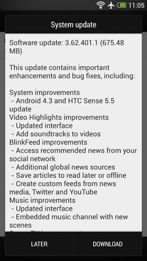 International HTC One has begun getting Android 4.3 and Sense 5.5 OTA