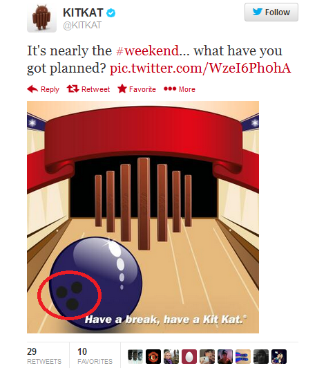 Does this tweet point to an October 28th launch for Android 4.4? - Does bowing ball in tweet mean October 28th launch for KitKat?