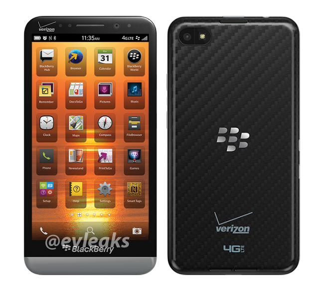 Render of the Verizon branded BlackBerry Z30 leaks - Render of BlackBerry Z30 shows it branded with Verizon name