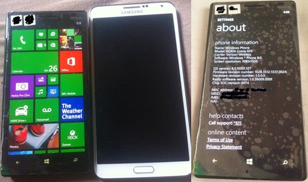 The Nokia Lumia 929, seen on the left and on the right, is heading for Verizon - Video of Verizon&#039;s Nokia Lumia 929 shows off important new Windows Phone model