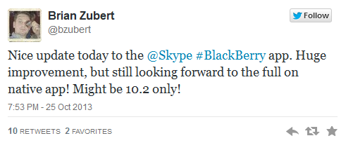 Tweet from BlackBerry&#039;s manager of developer relations hints at native Skype app for BlackBerry 10 - Is a native Skype app coming to BlackBerry 10?