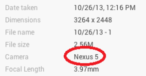 EXIF data shows the photo was taken with the Nexus 5 - Take a gander at the first sample picture from the Google Nexus 5