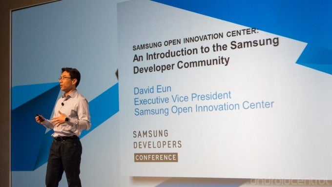 David Eon on stage Monday at the Samsung Developers Conference - Samsung selling 1 million mobile devices daily