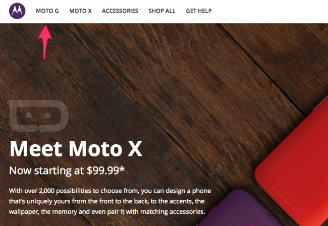 Motorola briefly adds Moto G link to its website