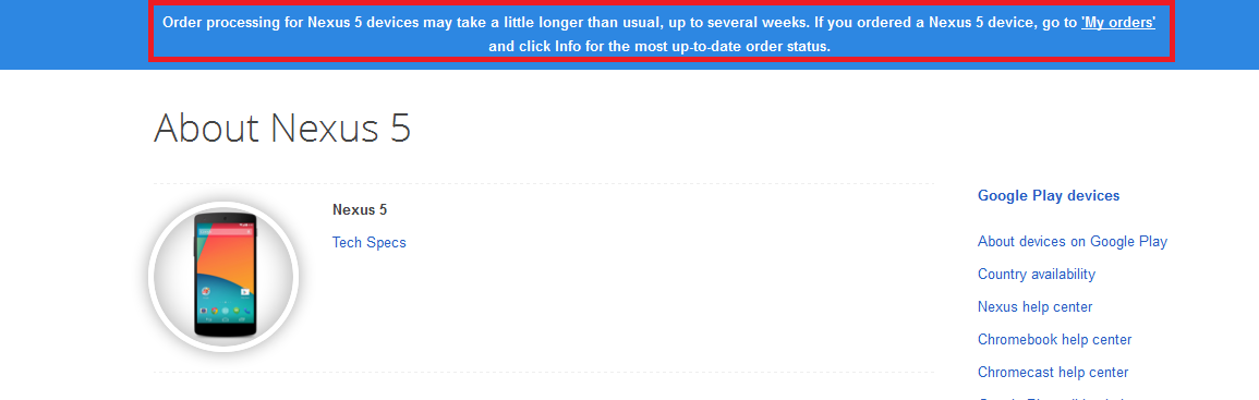 Google says some Nexus 5 orders are facing a delay - Some Nexus 5 orders will face weeks-long delay