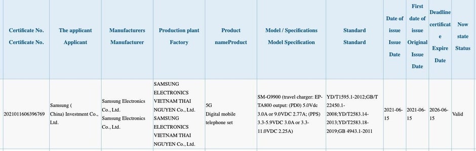 Alleged Galaxy S21 FE charger has been certified